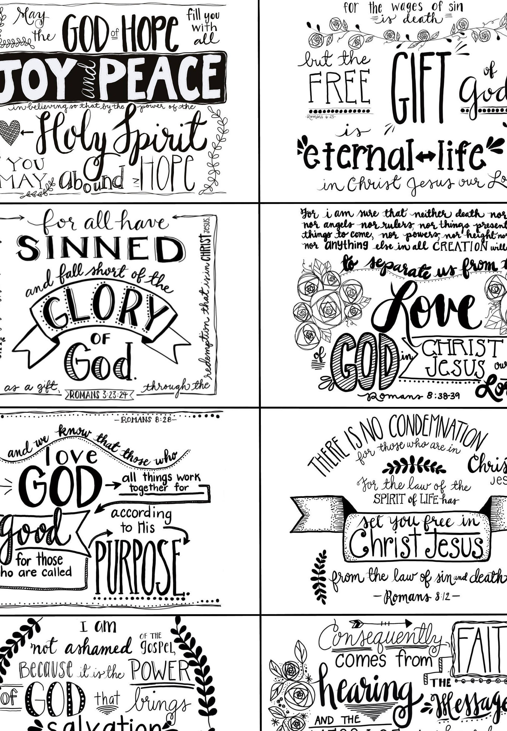 Romans Printable Black and White Scripture Cards - Etsy