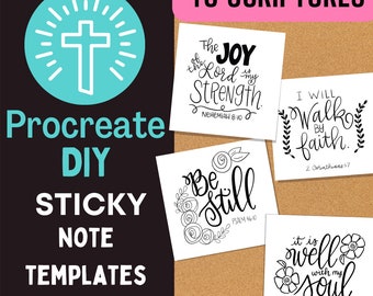 DIY Printable Sticky note Scripture notes template Bible Verses Christian card encouragement notes