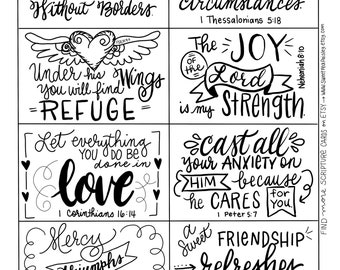 Hand-Lettered Scripture Cards: Inspirational Christian Verses (Digital Download)