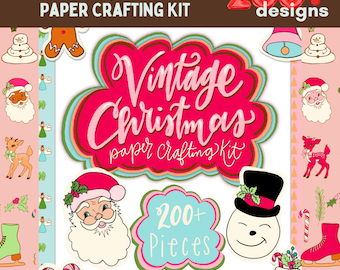 Vintage Weihnachten Digitales Papier Bastelset