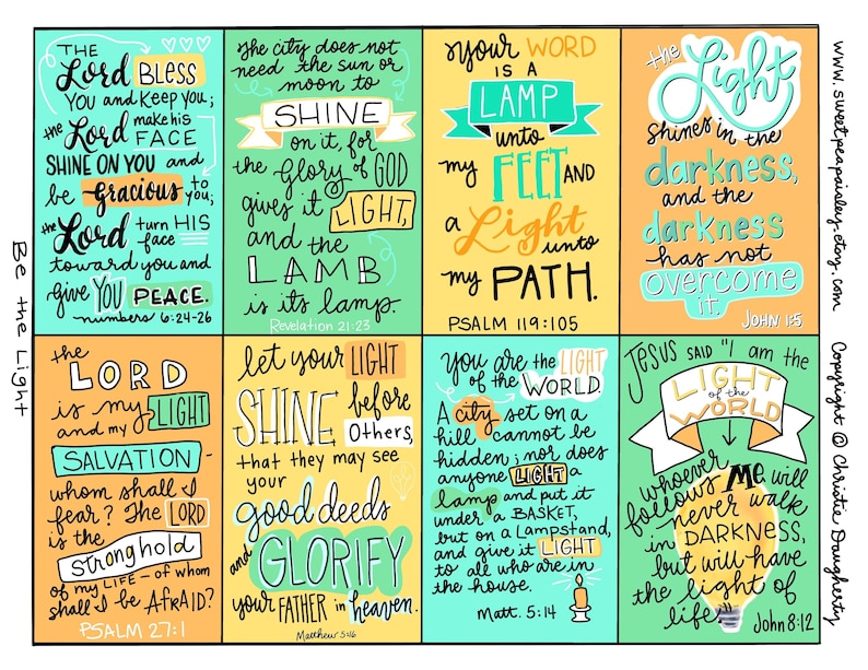 Printable Be the Light Scripture Cards bible Verses - Etsy