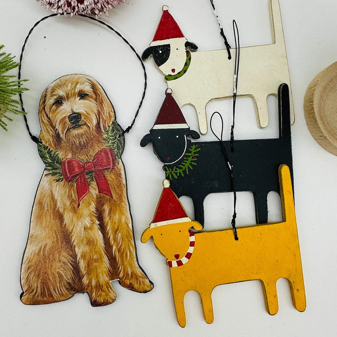 Assorted Dog Christmas Ornaments Personalized or Blanks image 1