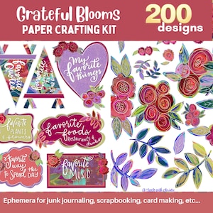 Graceful Blooms Digital Paper Crafting Kit voor junkjournaling, scrapbooking en kaarten maken