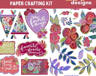 Anmutige Blüten Digitales Papier Bastelset für Junk Journaling, Scrapbooking, Kartenherstellung