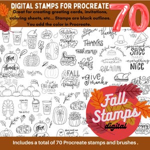 70 sellos de otoño para Procrear: hojas de agradecimiento, calabaza y especias, creación de tarjetas, diseño digital, creación de gráficos