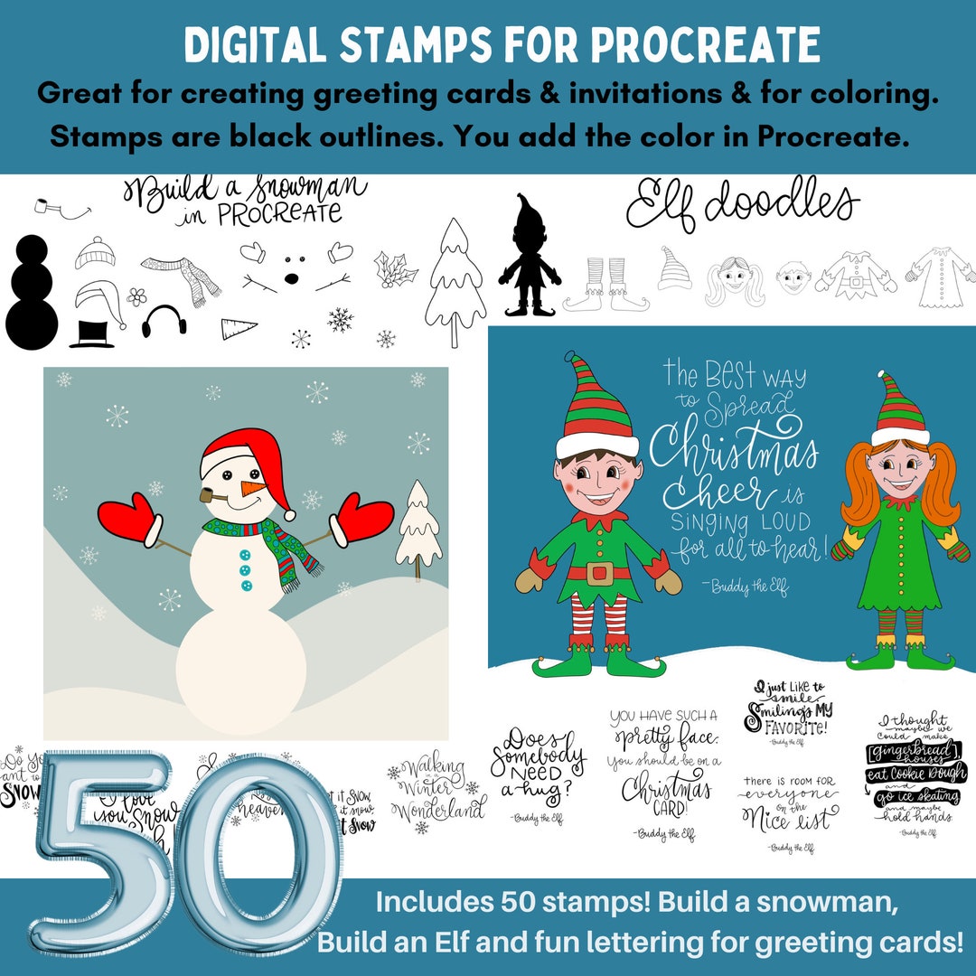 Procreate Stamps - Design Your Own Snowman & Christmas Elf - Etsy