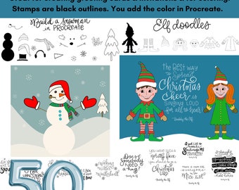 Procreate Stamps - Design your own Snowman & Christmas Elf