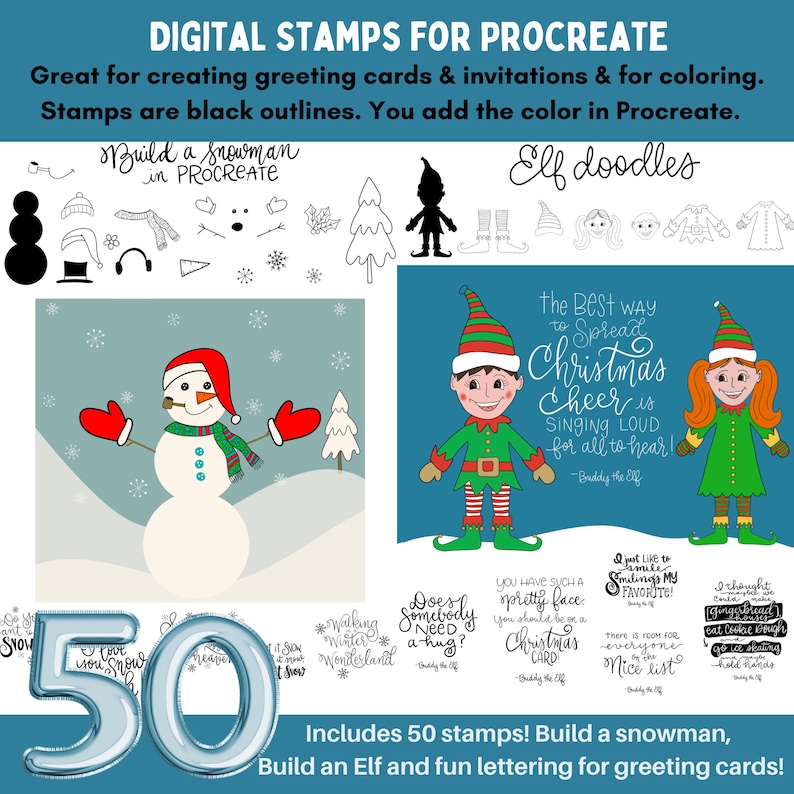Procreate Stamps - Design Your Own Snowman & Christmas Elf - Etsy