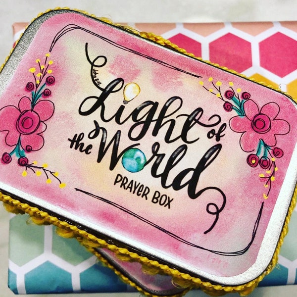 Prayer Box Cover & blank cards for Altoids Tin,  Light of the World, Faith Christian Gift Prayer cards