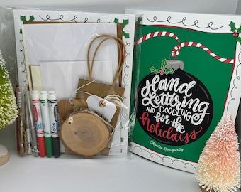 Supply Kit: Hand lettering for the holidays idea book Christmas with supplies to make 10 lettering projects