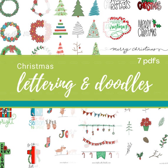 Christmas Lettering & Doodles Practice Sheets (Downloadable PDF)