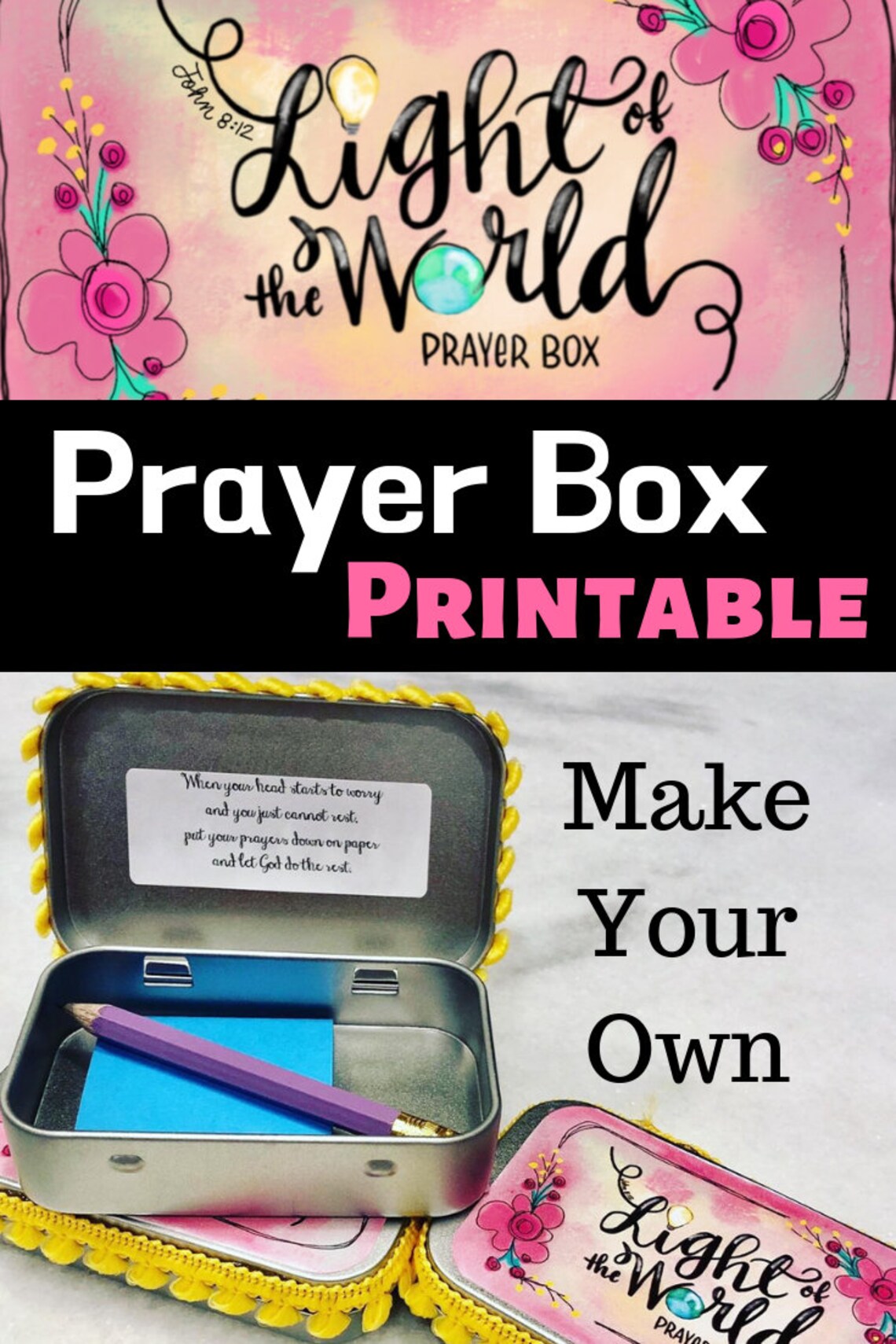 Prayer Box Printable PDF Cover for Metal Tin Box Altoids Tin | Etsy