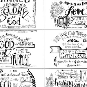 Romans Printable Black and White Scripture Cards, Inspirational Cards ...