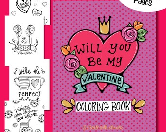 Valentinstag Malbuch: Liebesbriefe, Wortspiele, Zeichnungen (Digitaler Download)