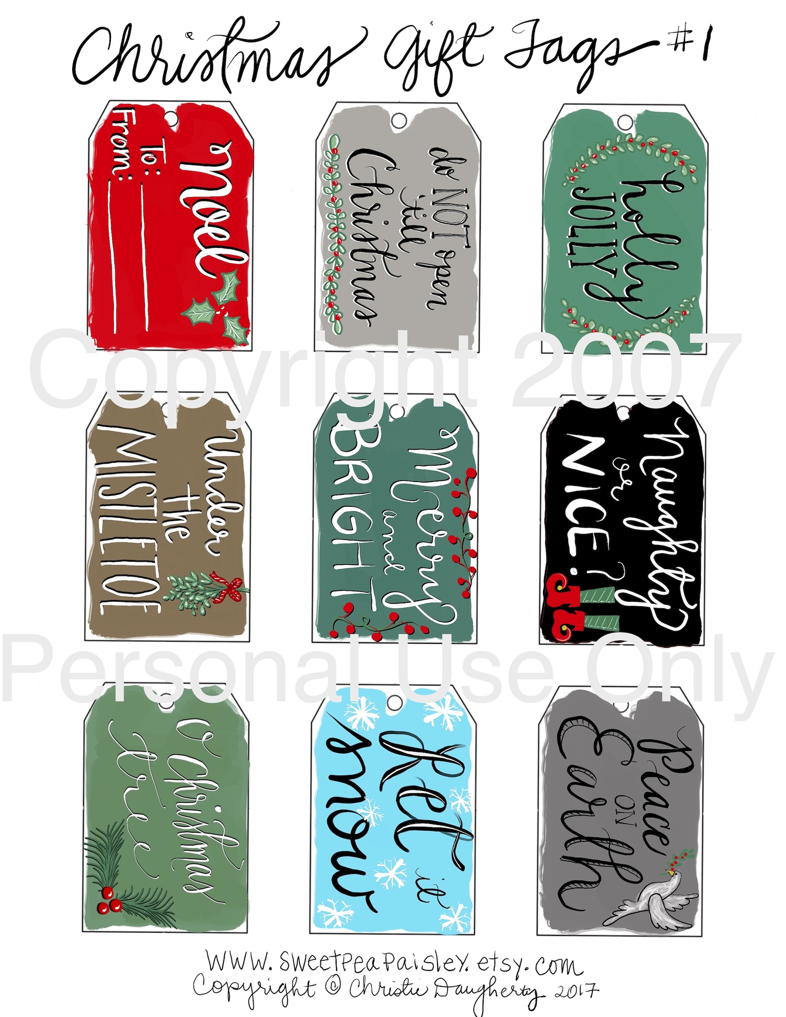 PRINTABLE 45 All Occasion Gift Tags Holiday Christmas - Etsy