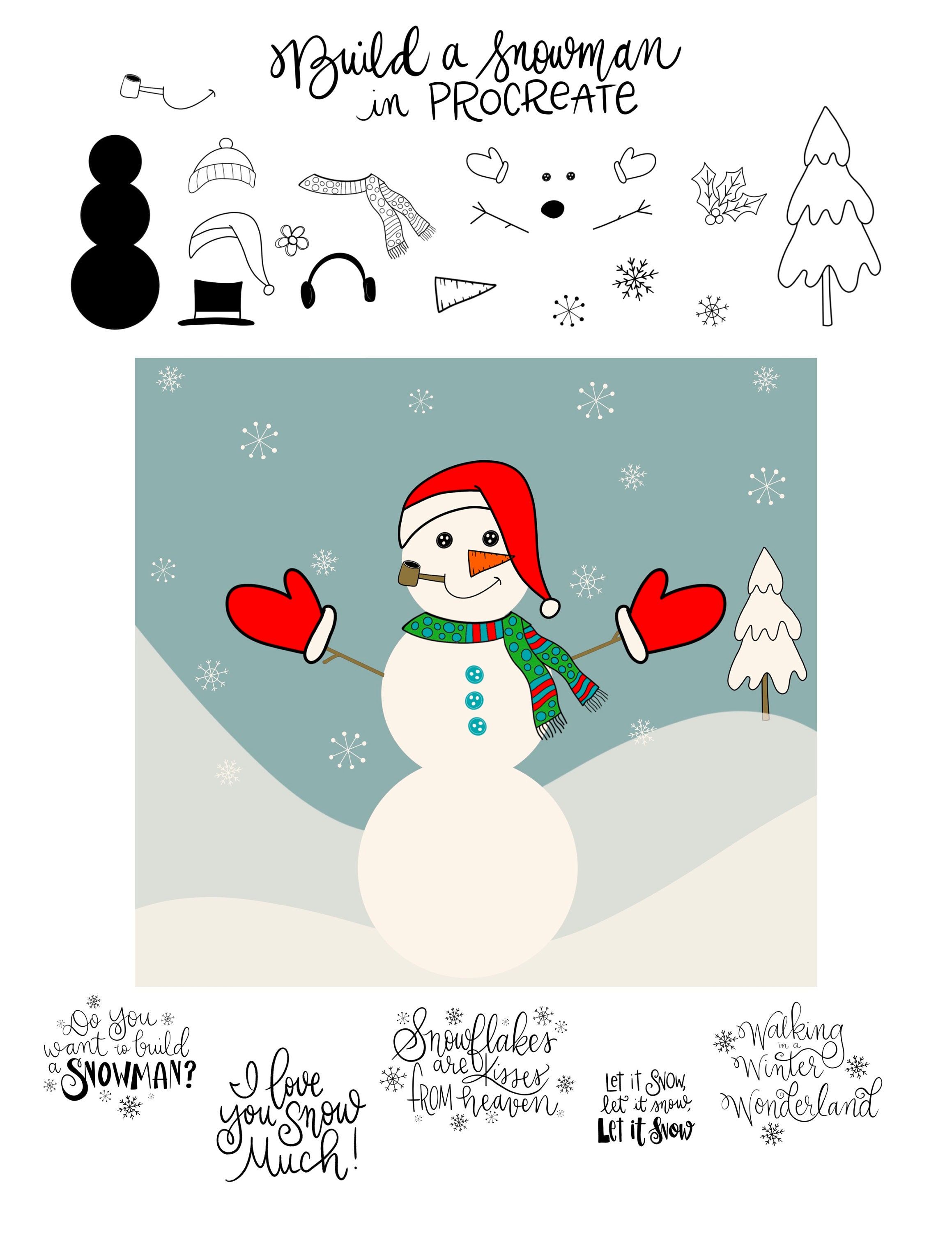Procreate Stamps - Design Your Own Snowman & Christmas Elf - Etsy