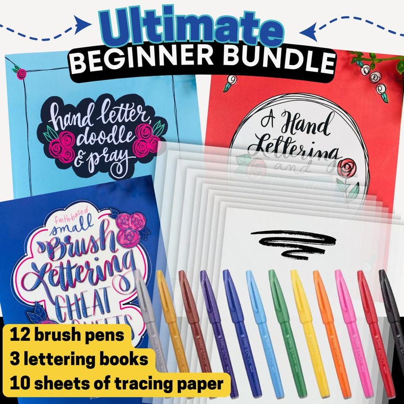 Guillianefaith Lettering Faith Based Hand Lettering Workbook Bundle: Brush Pen & Tracing Paper ...