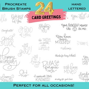 procreate brush stamps card greetings hand lettered iPad art calligraphy graduation baby congrats happy birthday anniversary