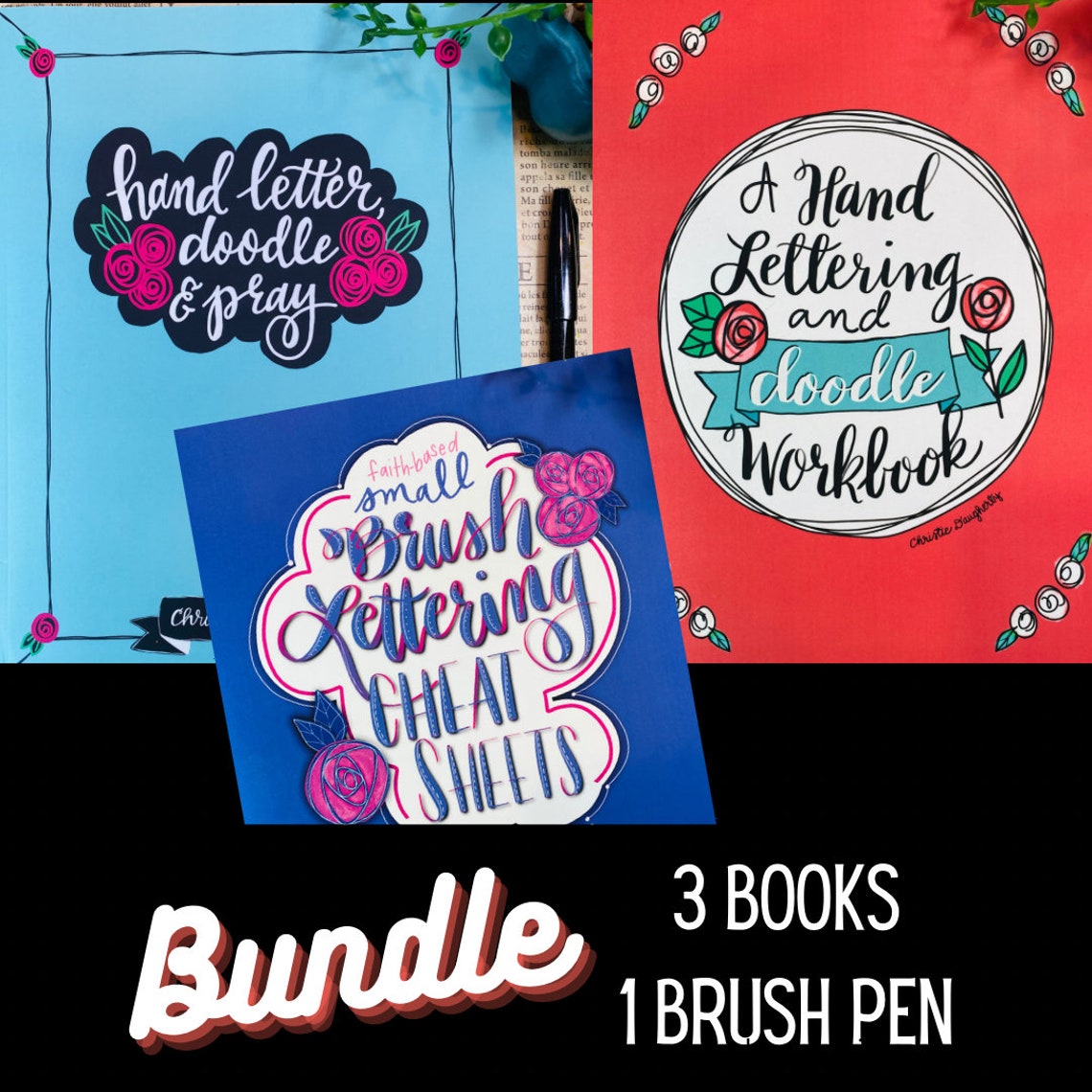 Black Friday book BUNDLE 3 faith based hand lettering books Trio Bundle