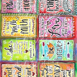 Druckbare Schriftkarten-Aquarell-Trust in the Lord with all your heart- Inspirationskarten -Bibelvers- Ermutigungsschriftkarten