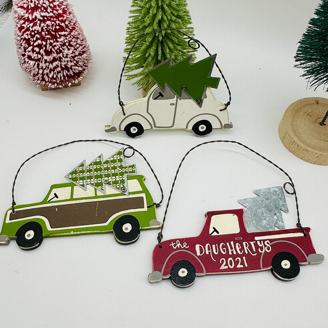 Cars Station Wagon Beetle Bug Red Truck Assorted Christmas image 1