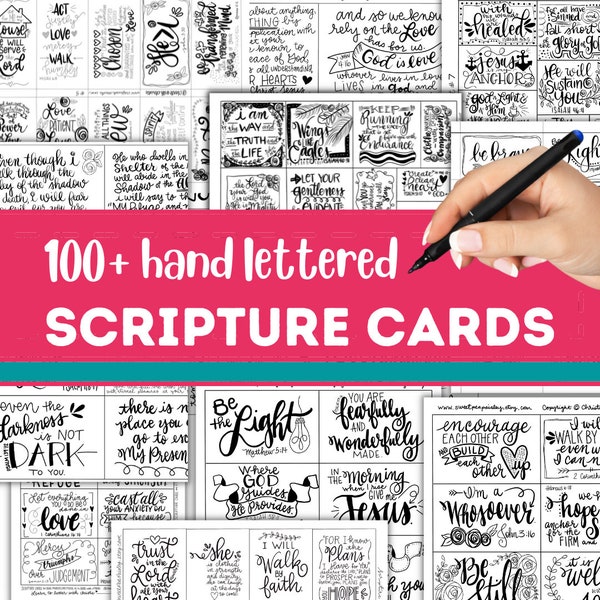 BEST SELLER - 100+ Downloadable PDF Assorted sized Scripture cards -inspirational cards scripture memory - scripture cards  digital download