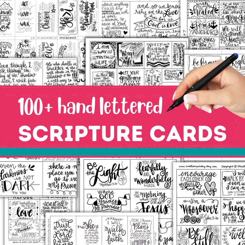 BEST SELLER 100 Downloadable PDF Assorted sized Scripture cards inspirational cards scripture memory scripture cards digital download image 1