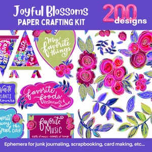 Joyful Blossoms Digital Paper Crafting Kit voor junkjournaling, scrapbooking en kaarten maken