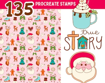 Set von 135 Weihnachten 2025 Procreate Stempeln