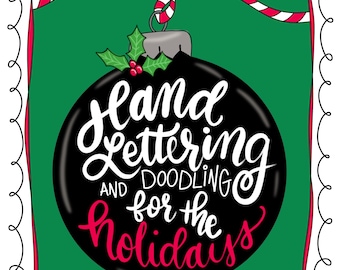 Hand lettering & doodling for the holidays idea book Christmas- calligraphy card making-gift tags gift bags procreate digital handmade items