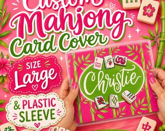 Custom Mahjong Card Cover Insert + Plastic Tri-fold Sleeve (Large Size)