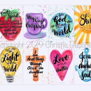 AFDRUKBARE Schrift Bijbelverskaarten aquarel splatter verf anker ziel liefde een andere beker overstroomt lichte wereld