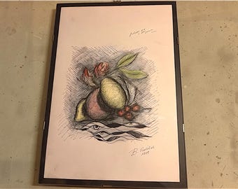 Quadro  Bernardo Cavalieri, Disegno Originale Surrealista 1989 - Natura Morta
