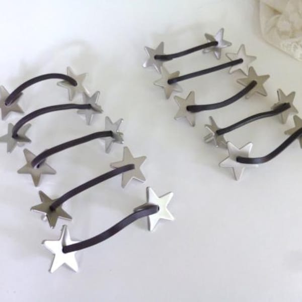 Ten Star and Faux Leather Drawer Handles,  Dresser Handles,  Furniture Hardware