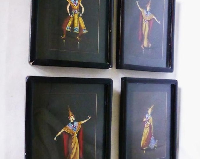 Vintage Asian Wall Art Thai Wall Hangings Framed Set of Etsy