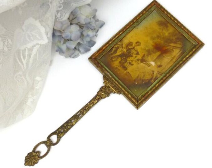 Large Vintage Hand Held Mirror Vintage Vanity Mirror Etsy
