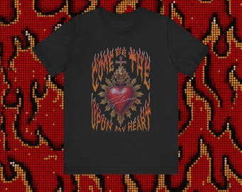 Flaming Sacred Heart Shirt | Vintage Catholic Inspired Graphic Tee | Spiritual Streetwear