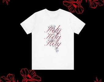 Holy Holy Holy Graphic Tee | Script Calligraphy Christian Religious Shirt | Vintage Faith T-Shirt