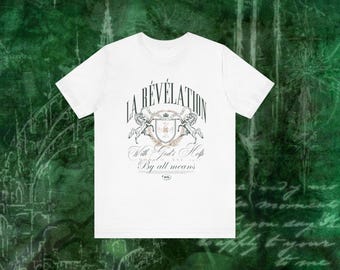 La Révélation Crest Tee | Vintage Cherub Coat of Arms T-Shirt, Gothic Angel Graphic Shirt, French Aesthetic Streetwear Tee