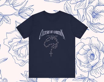 Culture of Ambition Tee | Gothic Rosary Heart Graphic Shirt | Vintage Script Streetwear