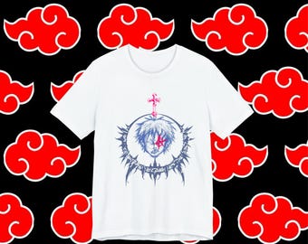 Anime Skull Portrait T-Shirt | Gothic Cross Circle Graphic Tee
