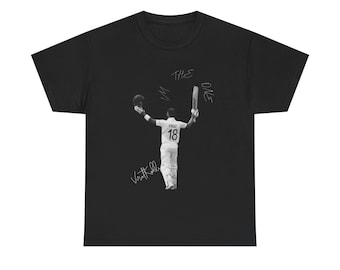 Starboy Cricket Player Silhouette Tee | Sports Jersey Number 18 | Virat Kohli Graphic Tee