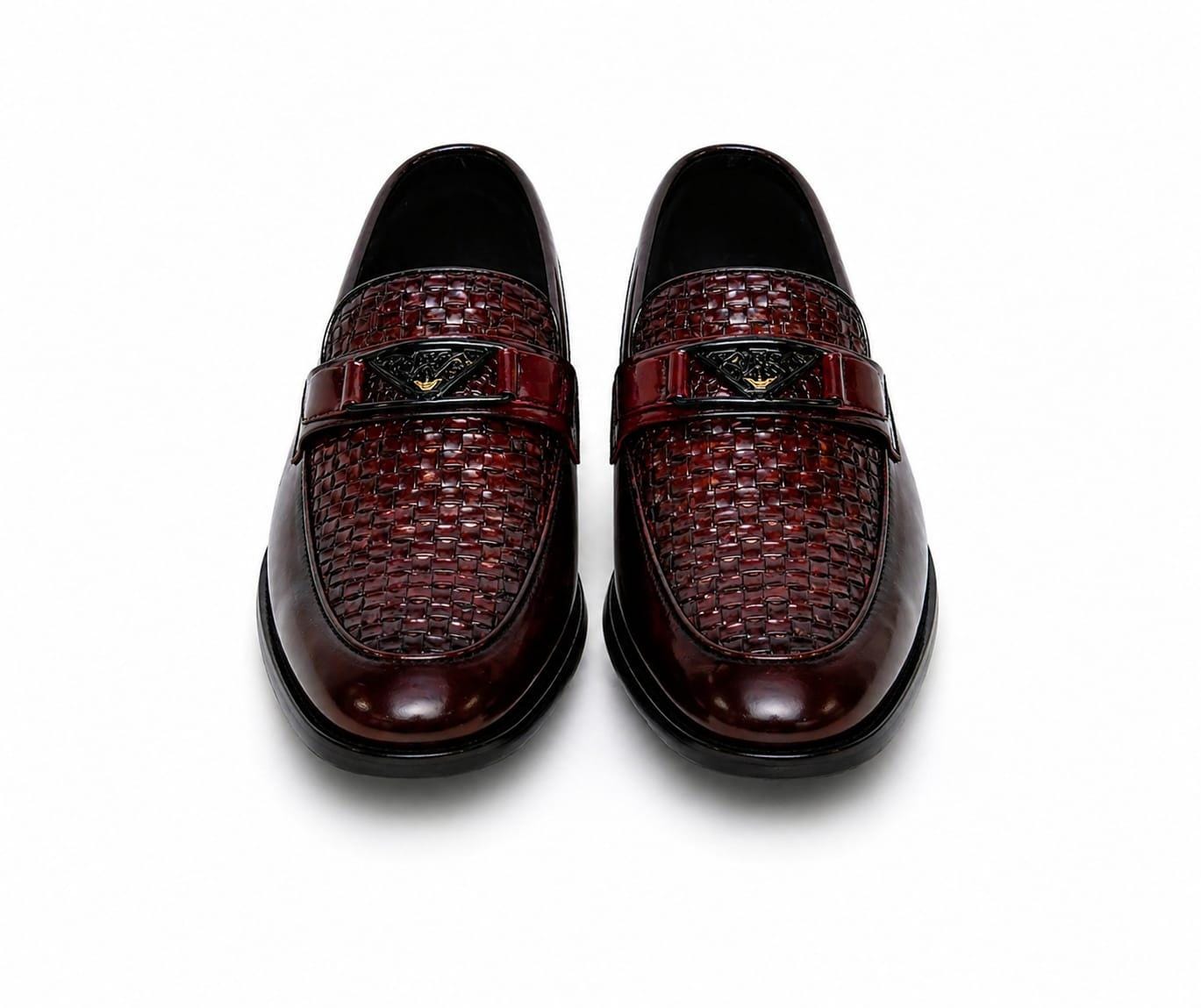 1980s French Shriner Woven Leather Loafers Men’s 12M Burgundy USA Men Burgundy Loafers - Etsy main image 4