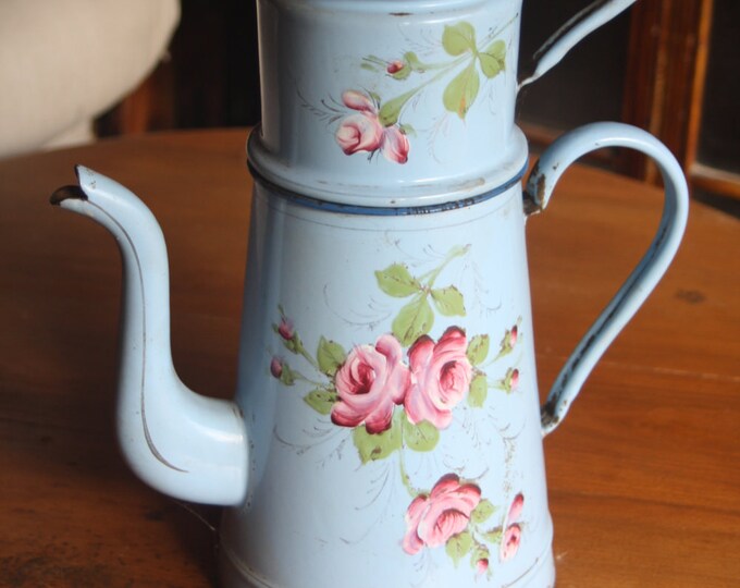 Blue Enamelware Pitcher Etsy