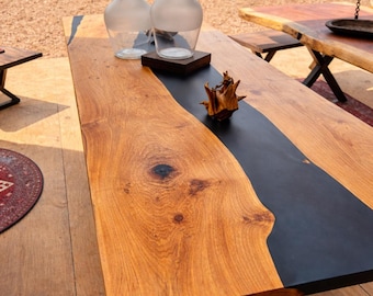 Handmade Epoxy River Dining Table Live Edge Walnut Maple Slab Modern Wood Conference Furniture