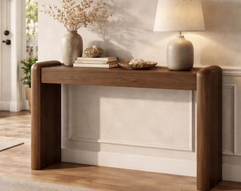 Walnut Console Table Entryway, Modern Sofa Table Wooden Accent Table