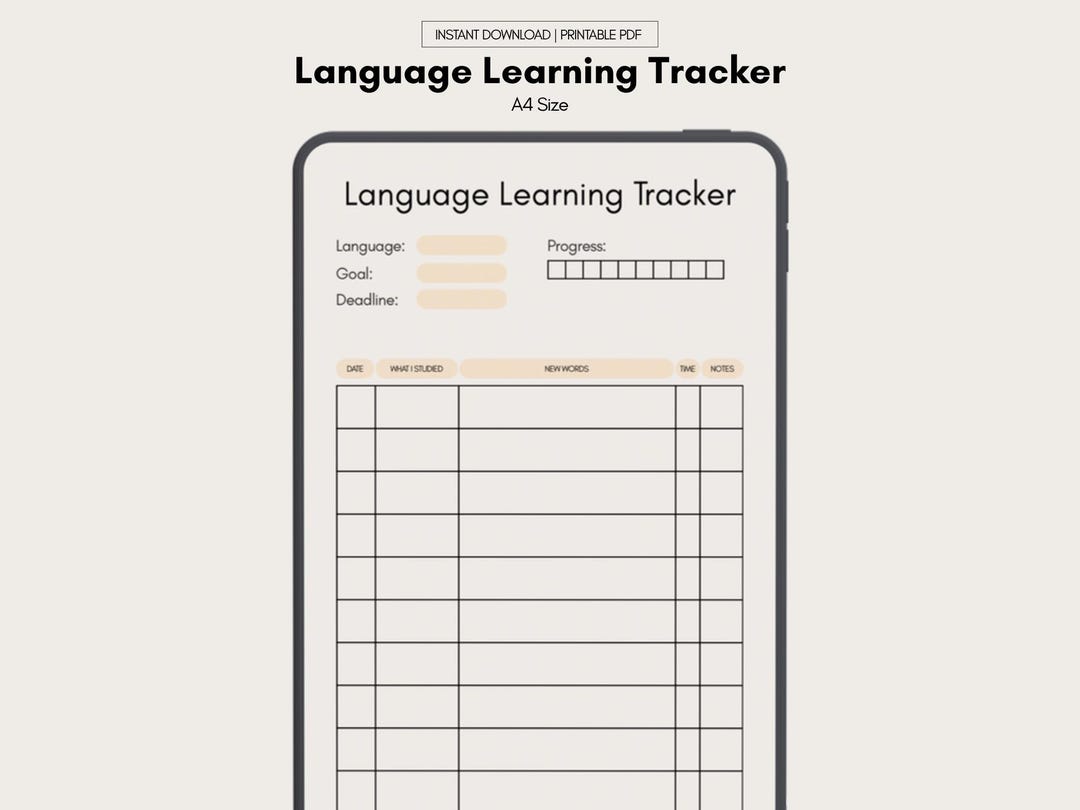 Language Learning Tracker Printable PDF (goodnotes Template) - Etsy