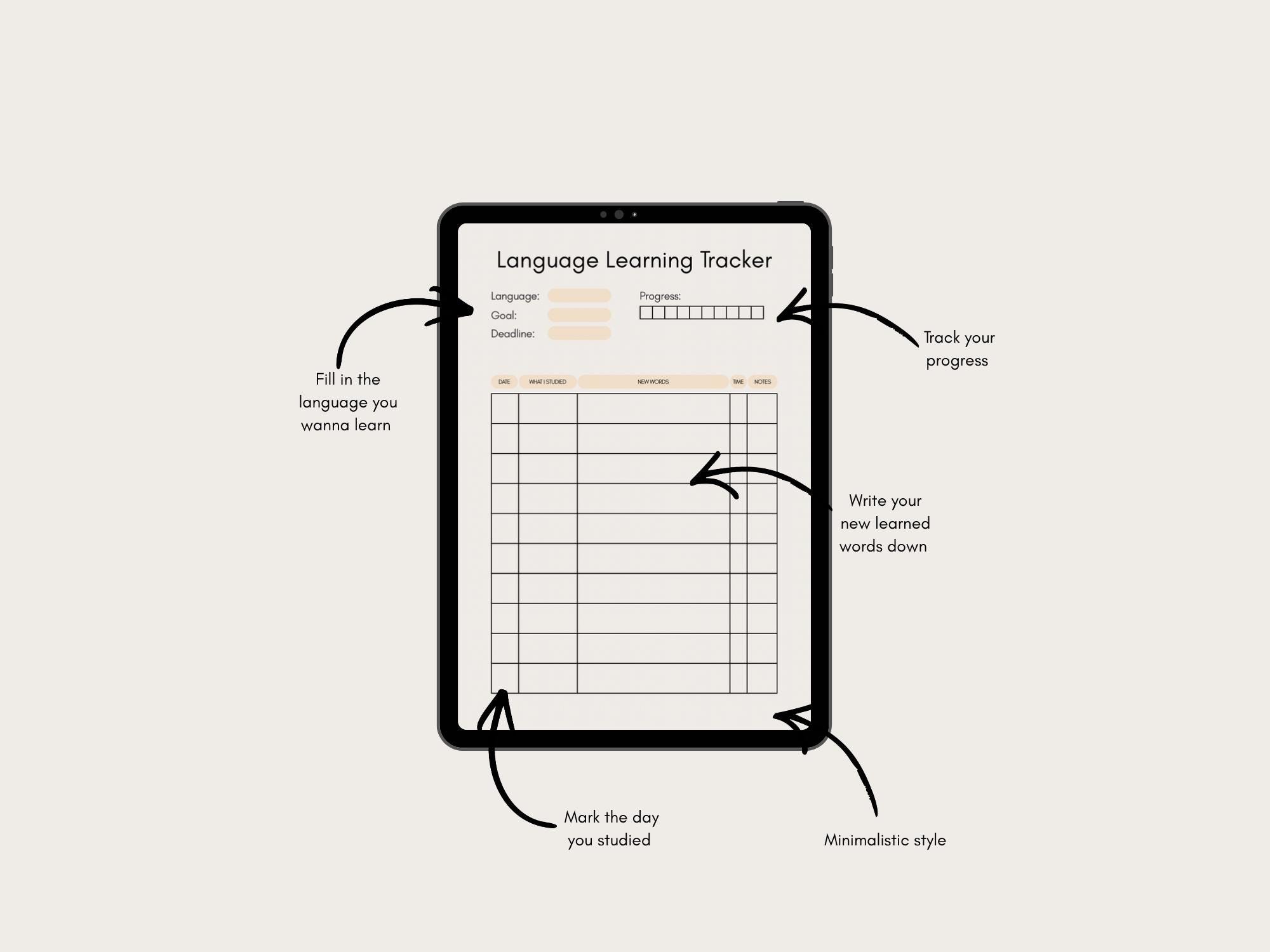 Language Learning Tracker Printable PDF for Beginners (goodnotes ...