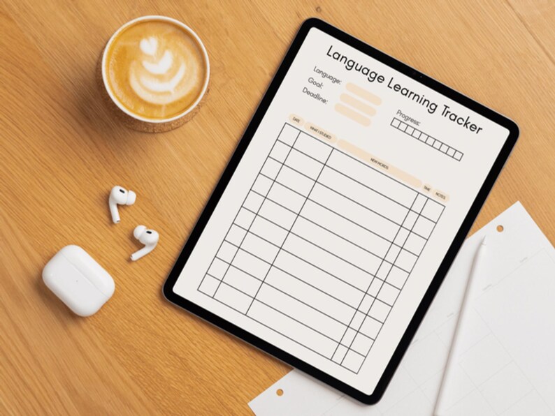 Language Learning Tracker Printable PDF for Beginners (goodnotes ...