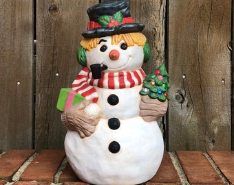 Snowman with Christmas Tree